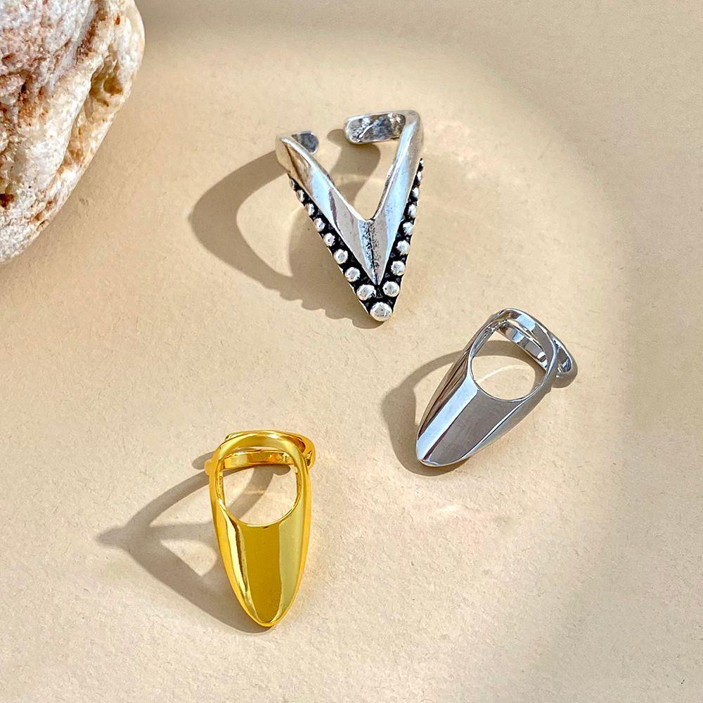 Nhẫn Hở Hình Học Đơn Giản Phong Cách Gothic Hàn Quốc Có Thể Điều Chỉnh Cho Nữ