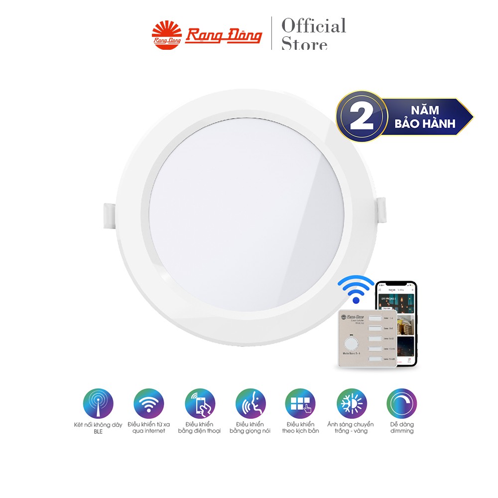 Đèn LED panel điều khiển từ xa bằng Bluetooth/Wi-Fi Rạng Đông model PT04.BLE