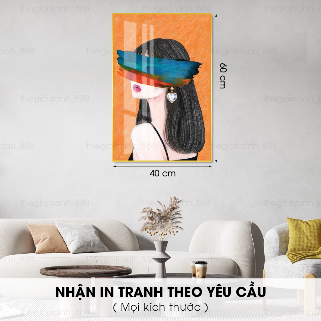 Tranh Cô Gái, Tranh spa treo tường, chất liệu tráng gương cao cấp, phủ bóng đẹp mắt sang trọng | 888