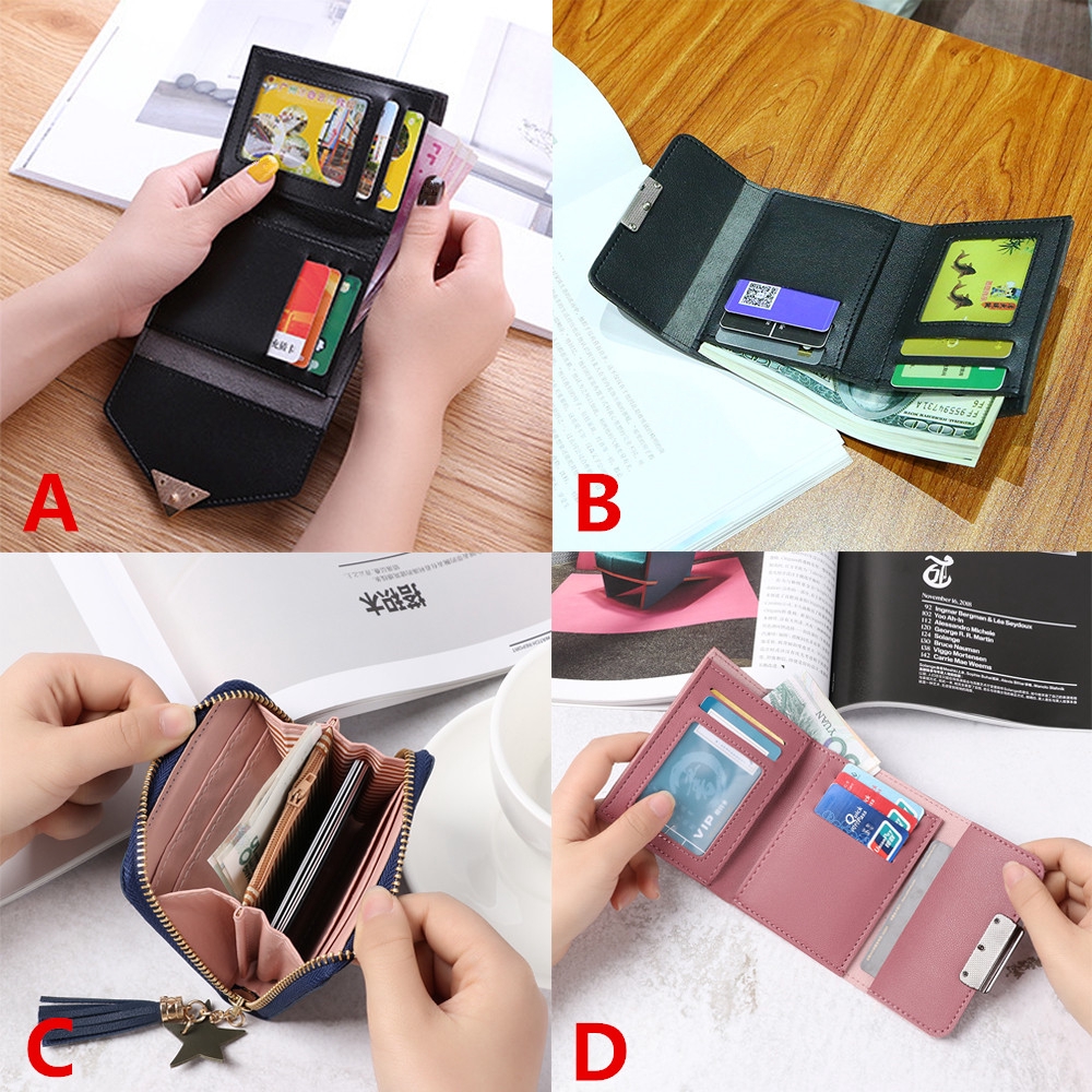Ví đựng tiền bằng da PU có dây kéo xinh xắn dành cho nữ