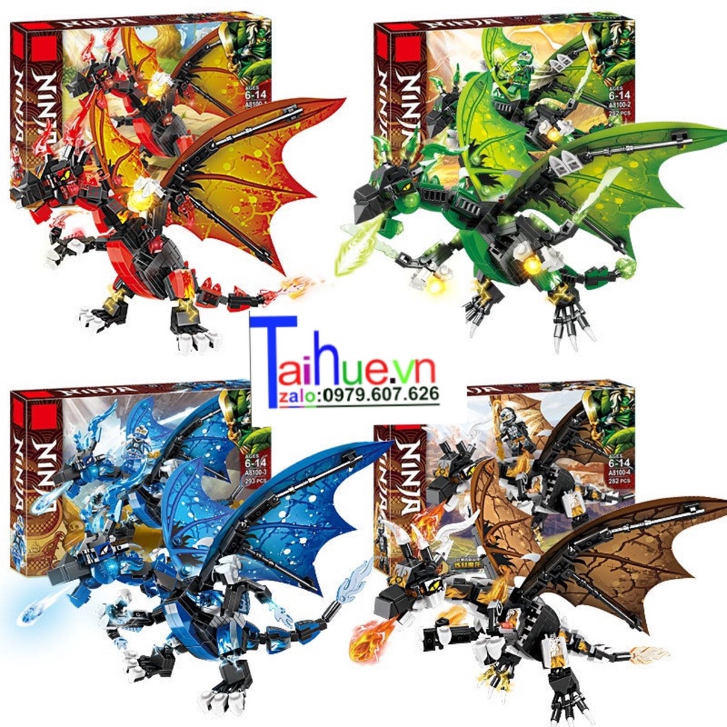 Xếp hình lego rồng kèm chiến binh ninja, mẫu xe thông minh
