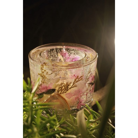 Cốc nến gel thủy tinh kèm set 4 nến tealight tinh dầu (sáp đậu nành cao cấp)