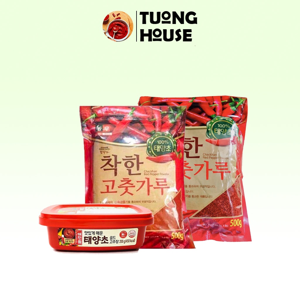 COMBO 500G ỚT BỘT HÀN QUỐC KÈM TƯƠNG ỚT GOCHUJANG TAEYANGCHO 200G