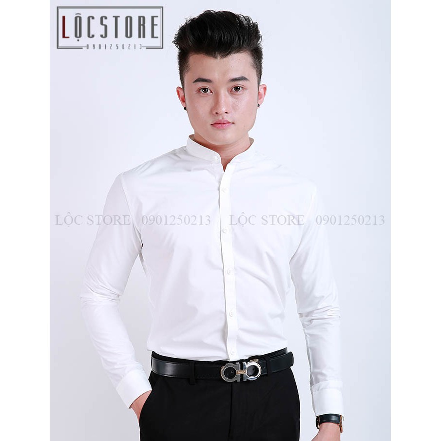 Áo Sơ Mi Nam dài tay Hàn Quốc form body, vải lụa Thái chống nhăn [Thời Trang Nam]