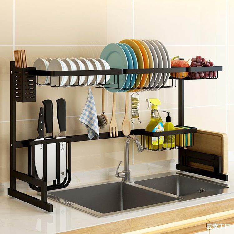 Kệ úp bát đĩa trên bồn rửa 85cm , giá để bát 2 tầng khung thép sơn tĩnh điện cao cấp