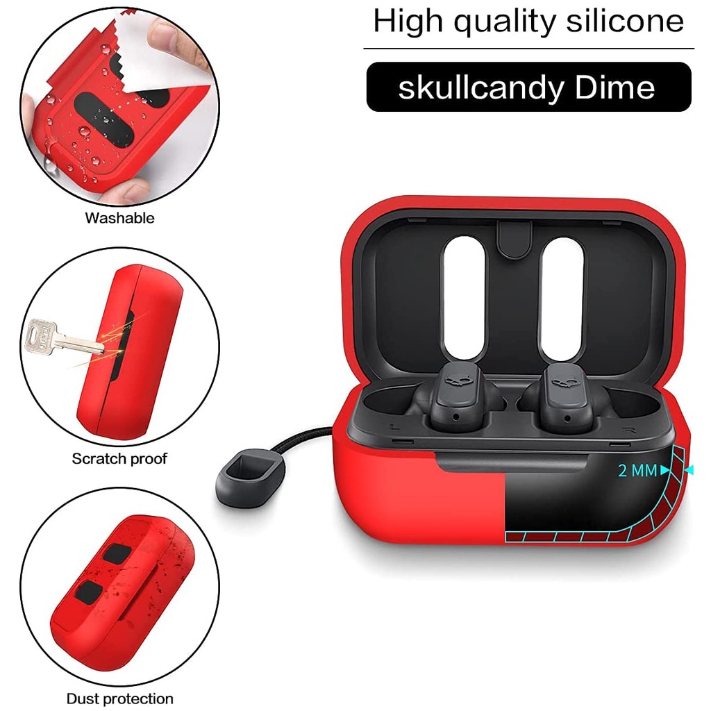 Vỏ Bảo Vệ Hộp Sạc Tai Nghe Skullcandy Dime Bằng Silicon Mềm Dẻo Chống Thất Lạc & Sốc Hình Đầu Lâu