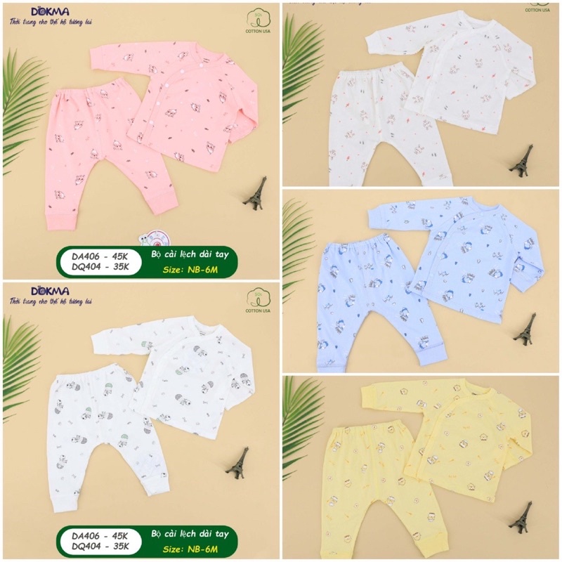 Bộ sơ sinh cài lệch Dokma ( 1-9m)