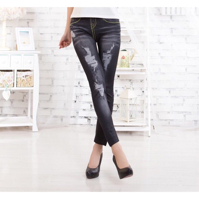 Quần Legging giả Jean rách