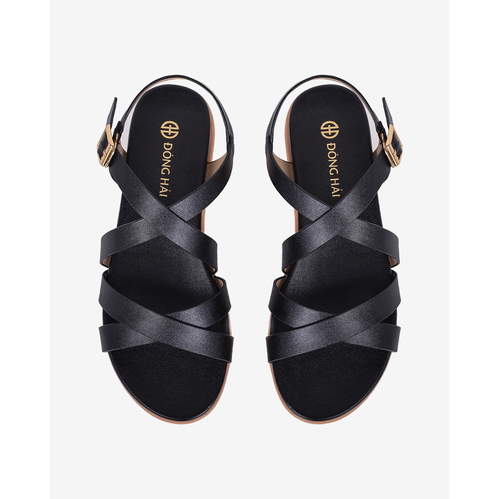 Giày Sandal nữ Đông Hải thiết kế Ankle - Strap da bò cao cấp quai đan chéo nữ tính đế cao su 3cm  - S32B1