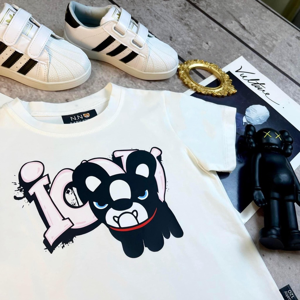 Áo thun tay lỡ, cổ tròn cho bé và gia đinh họa tiết icon vải cotton mềm mịn, thoáng mát – Sammy_VN