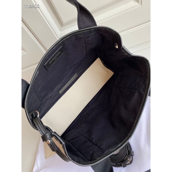 TNS-Túi tote canvas siêu  Balien Cabas tote bag--canvas trắng phối đen sang trọng