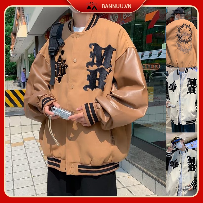 Áo Khoác Bóng Chày Thiết Kế Đơn Giản áo khoác bomber Thời Trang áo khoác bomber nỉ nam Phong Cách Hàn Quốc áo dài tay varsity jacket