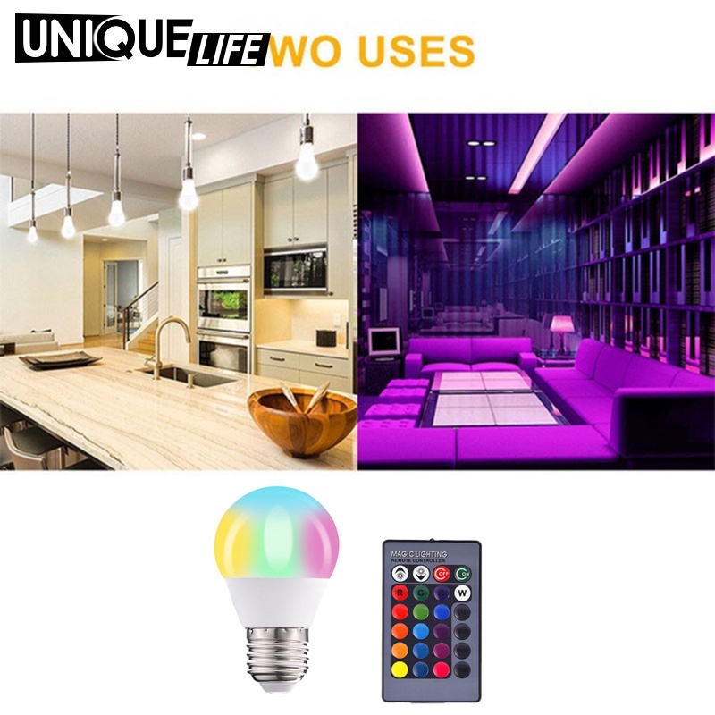 Bóng Đèn Led E27 85-265v 3w Rgb Thay Đổi Màu Sắc Độc Đáo Trang Trí Nhà Cửa
