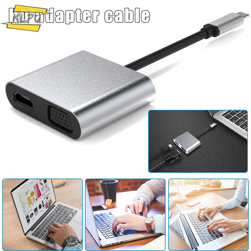 COD# USB C Hub USB3.1 Type-C to HDMI Adapter Dock with 4K HDMI VGA OTG PD Charge