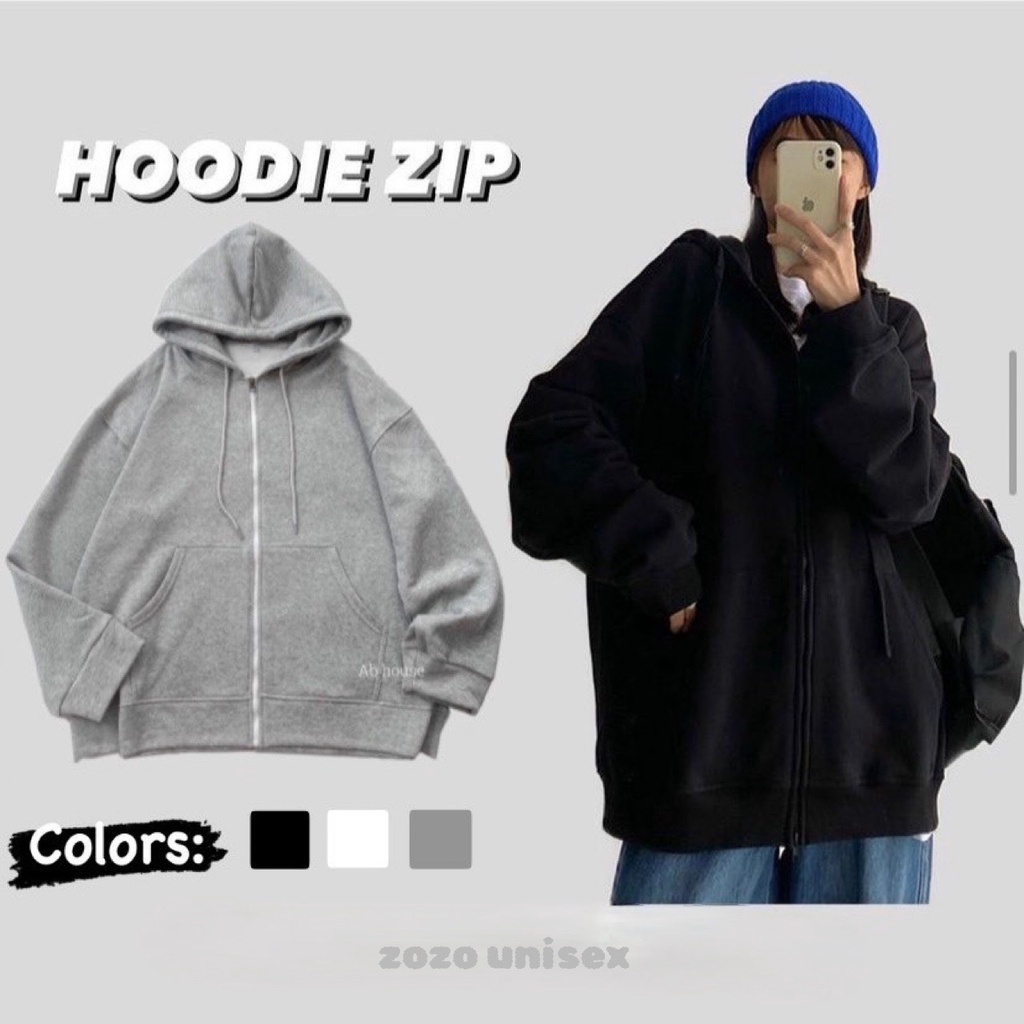 Áo Khoác Nỉ Trơn HOODIE ZIP Unisex Nam Nữ  ZoZo_Unisex