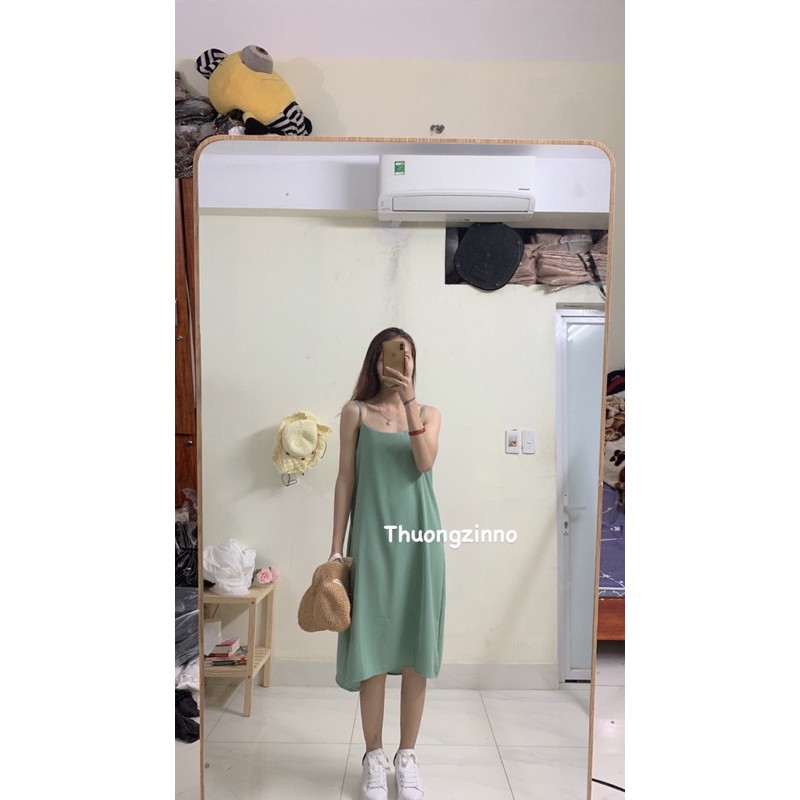 [Ảnh thật/Video] Váy hai dây chất Đũi lụa dáng xuông siêu mát dây lưng điệu đà kèm ảnh thật | BigBuy360 - bigbuy360.vn