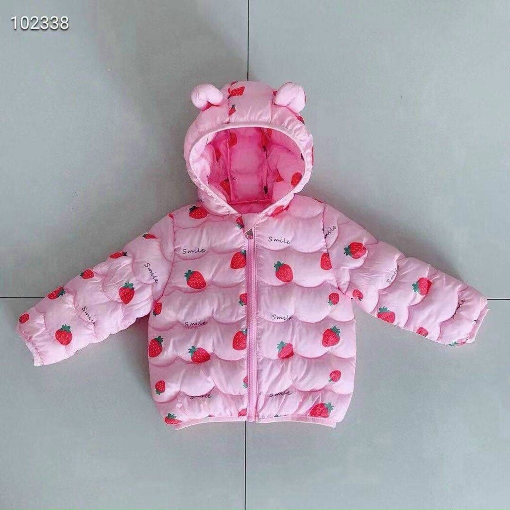 Áo khoác trẻ em,Áo phao cho bé trai bé gái siêu nhẹ. Phao Mũ tai gấu dễ thương cho bé size từ 8-20kg Kangmin-kids