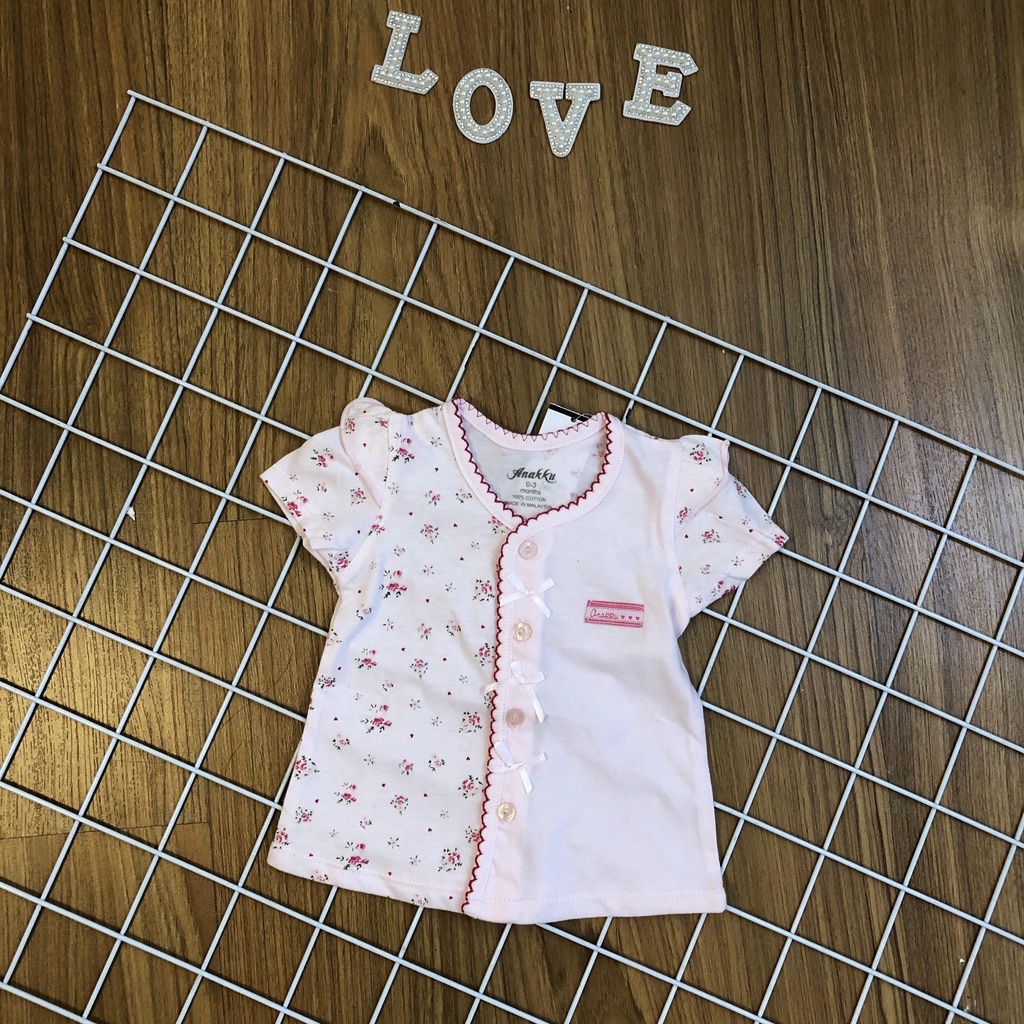 Áo Sơ Sinh Bé Gái Cộc Tay Cotton Mềm Mại Hàng Quảng Châu Siêu Xinh