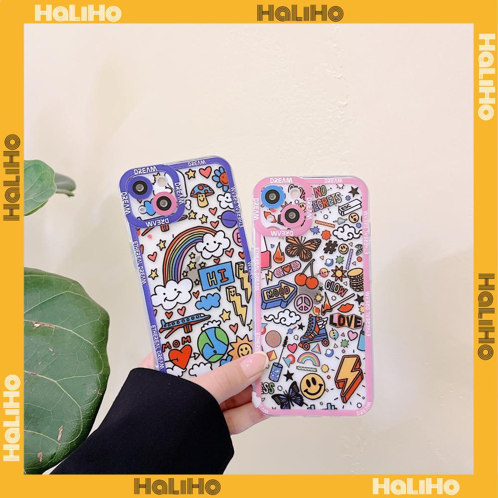 iPhone Case Silicone Soft Case TPU Clear Case Angel Eye Protection Camera Shockproof Rainbow Cloud Smiley For iPhone 13 Pro Max iPhone 12 Pro Max iPhone 11 iPhone 7 Plus