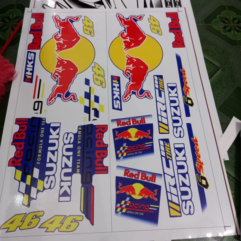 Tem rời xì po redbull dán xe xanh