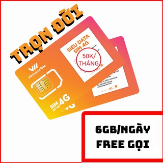 Sim 4G Vietnamobile Gói Cước Trọn Đời - 180GB DATA - 6GB/NGÀY