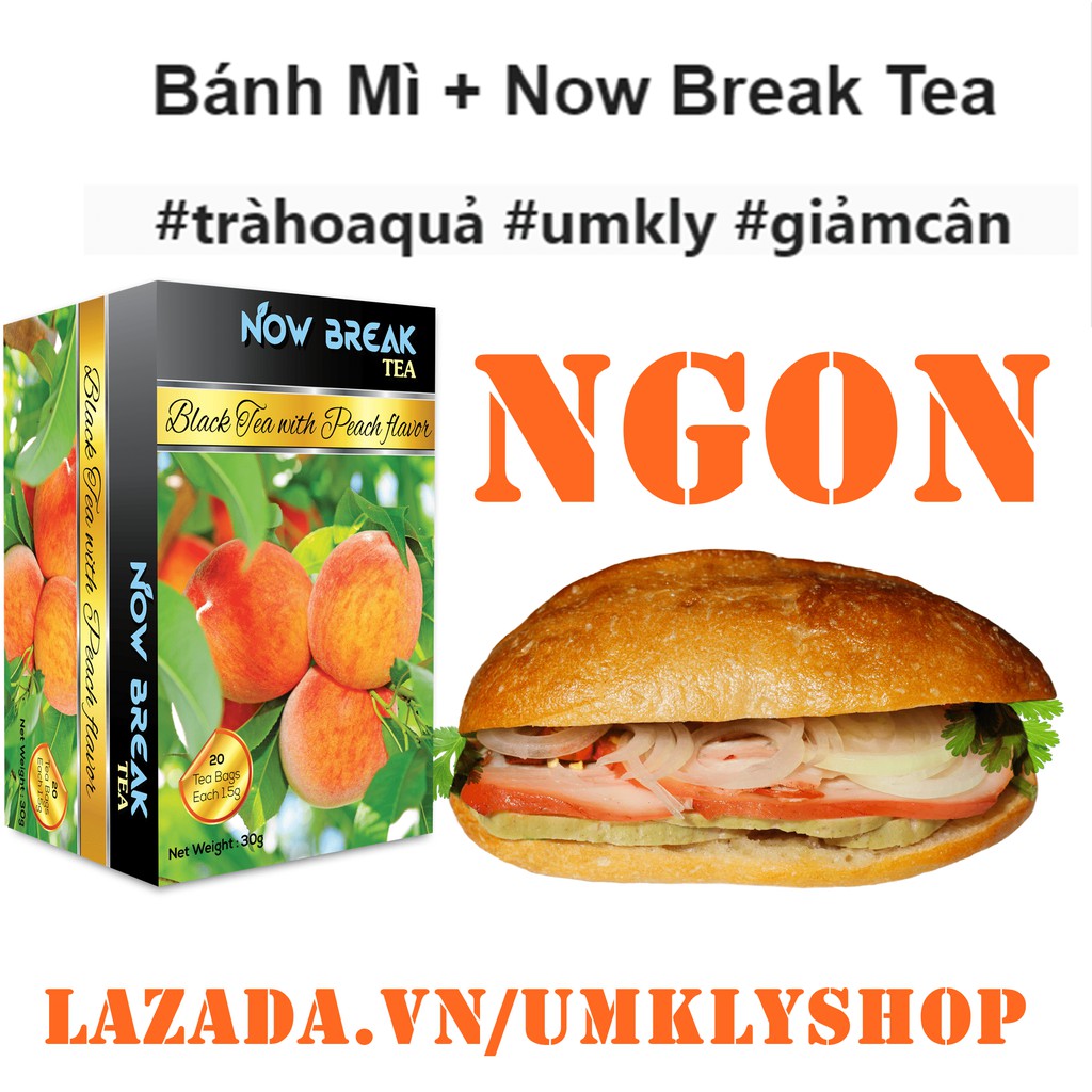 Trà Đào Now Break Tea - Combo 2 hộp (kiểu trà Cozy, Lipton, Ahmad, Dilmah, Olong, Atiso, Nestea, quà Tết,)