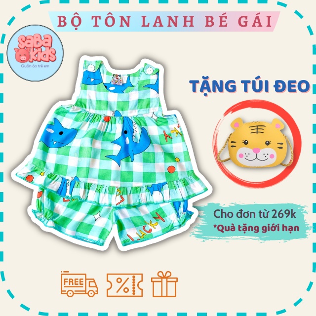 Đồ Bộ Đùi Cho Bé Gái Chất Tole Lanh SABAKIDS Gài Nút Cánh Tiên Mỏng Mát Dễ Thương Mặc Nhà Cho Bé