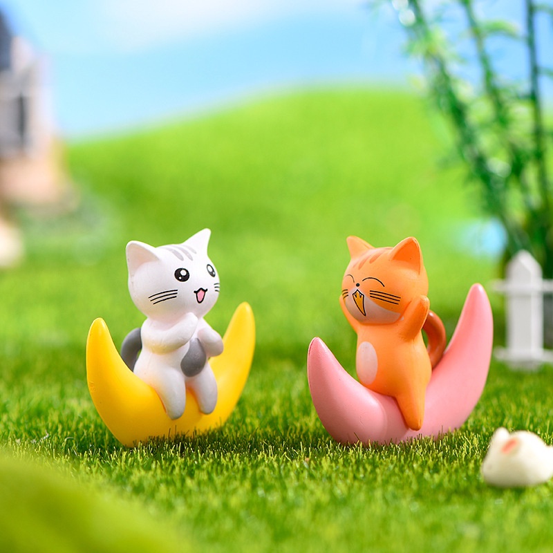 Dây Treo Trang Trí Bể Cá Hình Mèo Và Mặt Trăng Màu Bột Trắng