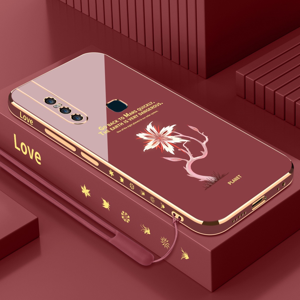 Ốp Điện Thoại silica gel Mềm Mạ Điện Chống Sốc Hình Hoa Cho vivo v15 pro vivo v15