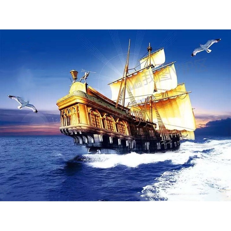 TRANH DÁN TƯỜNG 3D THUẬN BUỒM XUÔI GIÓ