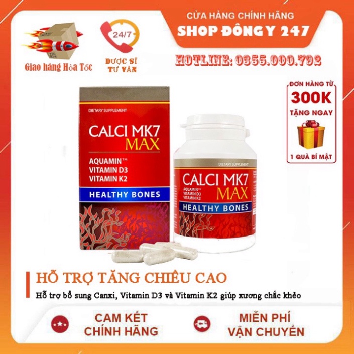 ✅ Calci MK7 Max – Bổ sung canxi hữu cơ phát triển chiều cao tối đa cho tuổi dậy thì (60 viên)