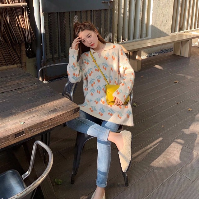 ÁO LEN NỮ DÀI TAY, DÁNG DÀI HỌA TIẾT XINH YÊU, DÀY DẶN, ÁO LEN BIG SIZE, OVERSIZE