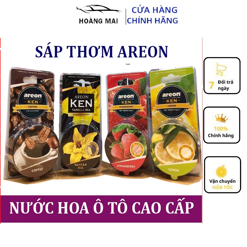 Sáp Thơm Nước Hoa Ô Tô AREON Khử Mùi Xe Hơi Cao Cấp -Areon KEN Chính Hãng Nhập Khẩu Chính Hãng Bulgaria (nhiều mùi)