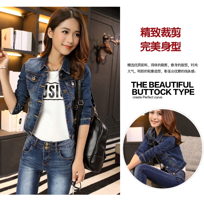 Áo Khoác Jeans Lửng Tay Dài Thời Trang Cho Nữ