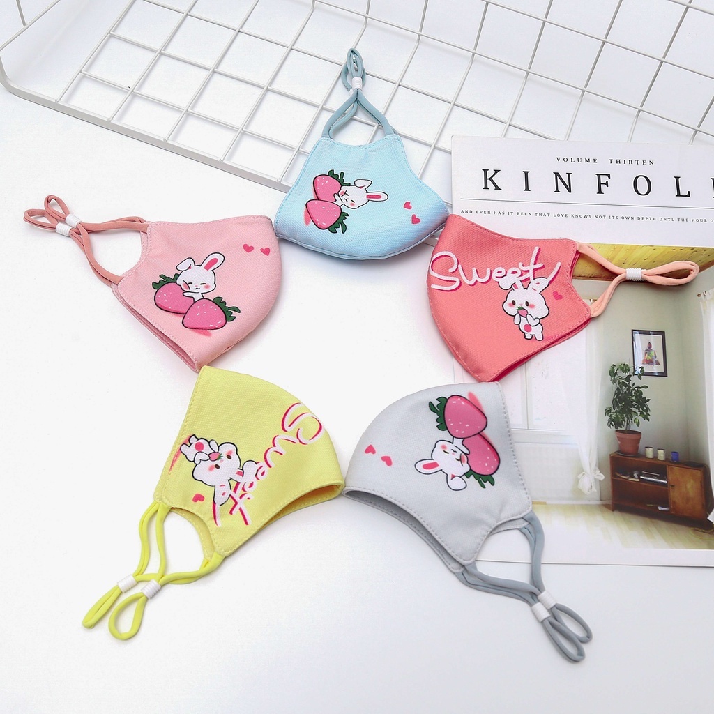 Khẩu trang vải trẻ em Mesh Bunny in thú dễ thương, có nút điều chỉnh kích thước cho bé từ 1 đến 3 tuổi- Duy Ngọc (1977)