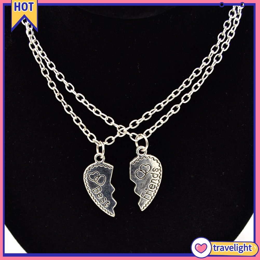 Set 2 vòng cổ Tình Bạn Mặt Ghép Hình Trái Tim