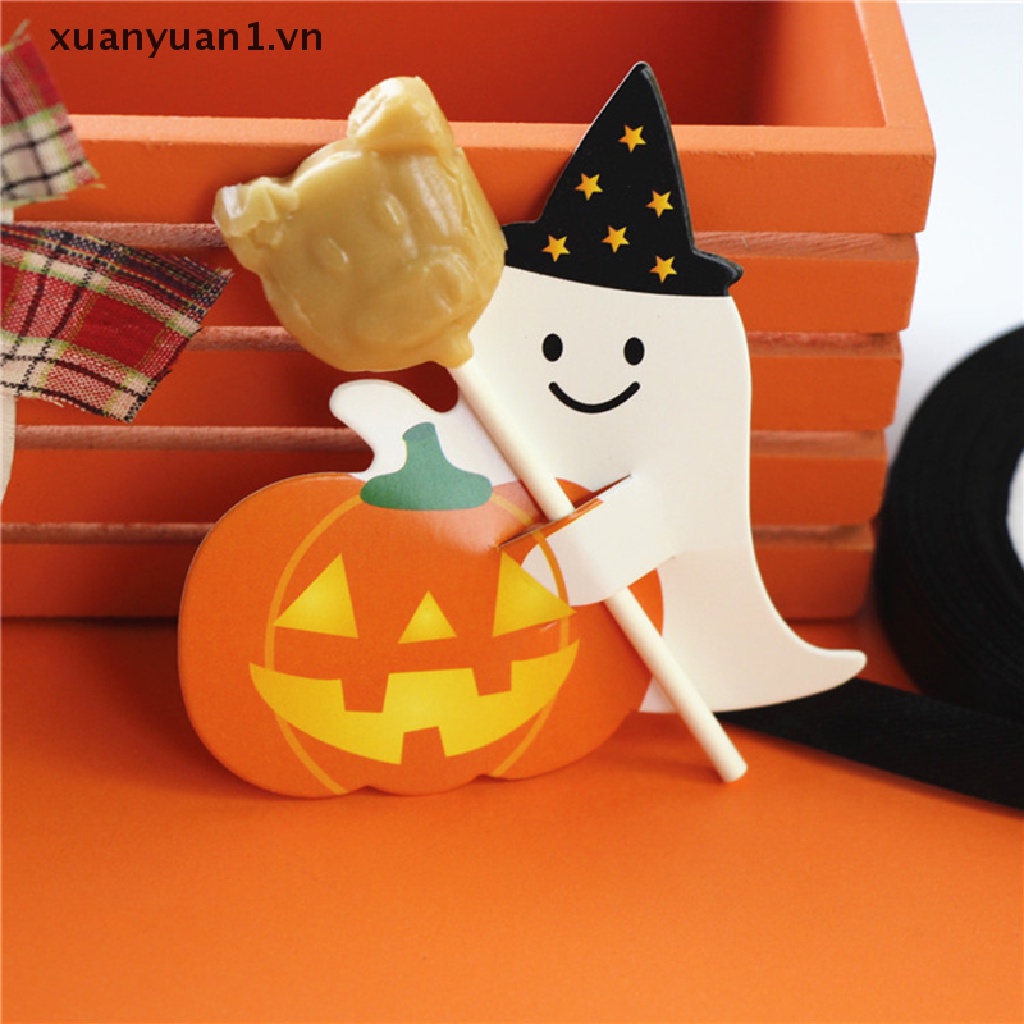 Set 50 Tấm Thiệp Kẹo Mút Phong Cách Halloween Độc Đáo