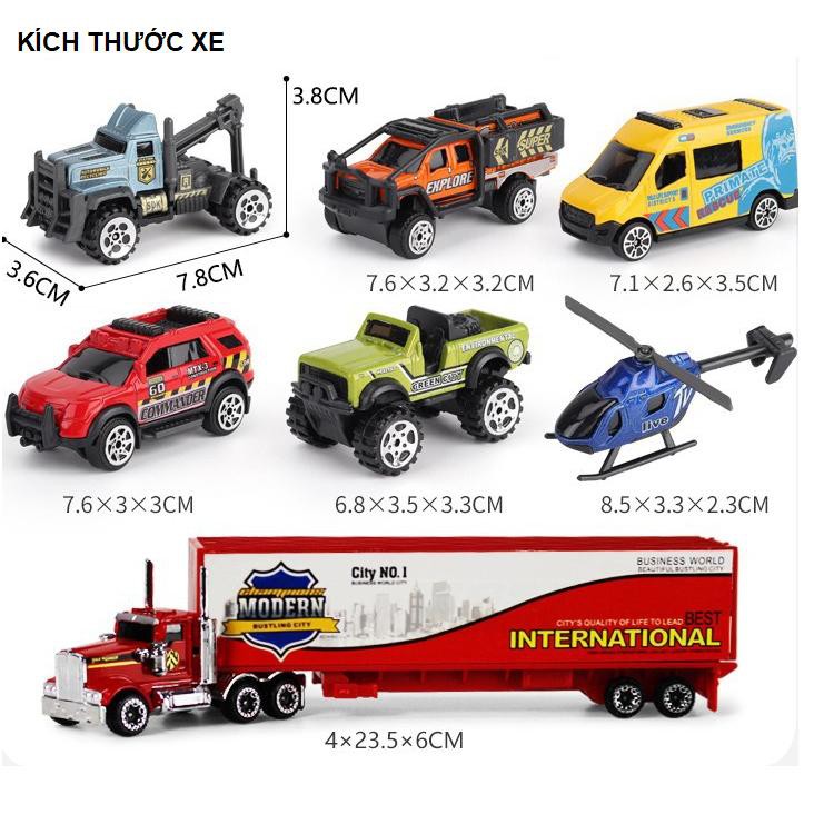 Bộ xe ô tô diecast mini và xe tải tỉ lệ 1:64