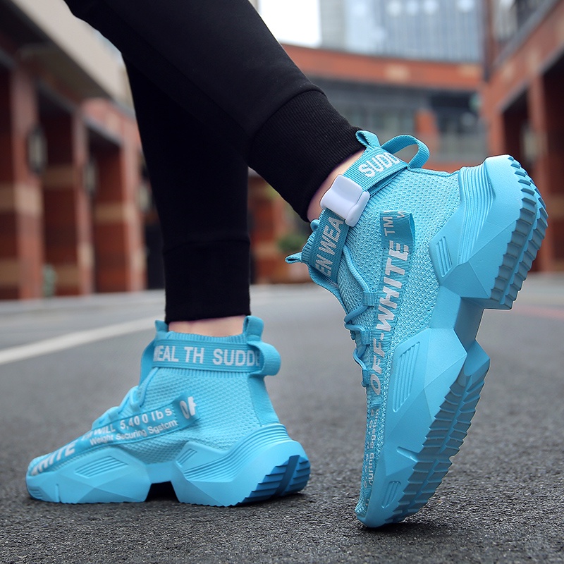 Giày Thể Thao Off White Cổ Cao Đế Mềm Phối Lưới Thoáng Khí Thời Trang Đường Phố Cho Nam