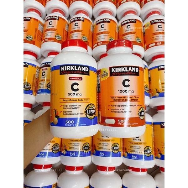 Viên Bổ Sung Vitamin C 500mg, 1000mg Kirkland 500 viên