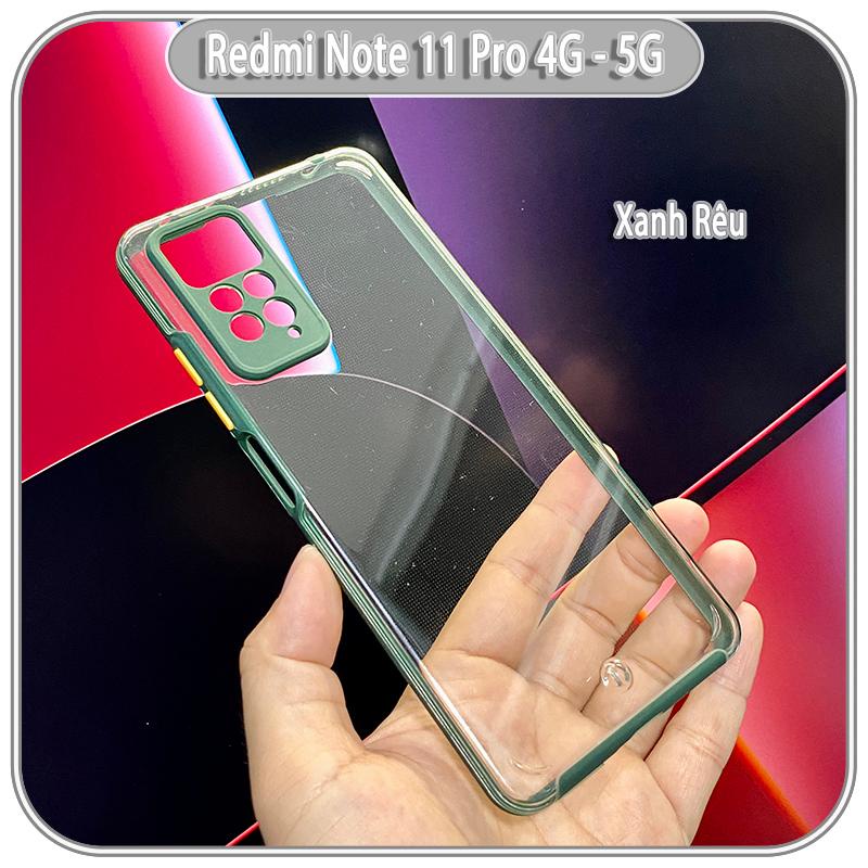 Ốp Lưng cho Xiaomi Redmi Note 11 Pro 4G - 5G, Redmi Note 12 Pro 4G PC Trong Suốt Viền Màu Mỏng ,Che Camera