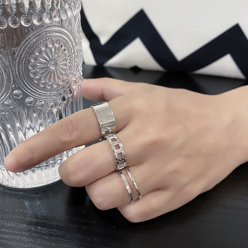 Set 3 chiếc nhẫn thời trang phong cách hiphop hàn quốc dễ phối đồ hợp thời trang