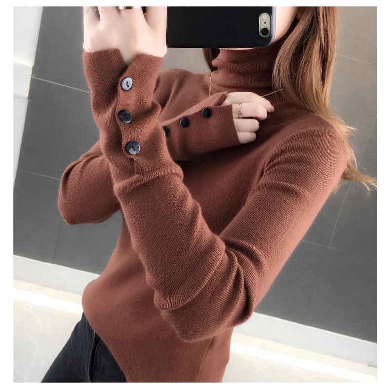 SUXI Áo Len Dài Tay Cổ Cao Thiết Kế Mới Thời Trang Mùa Thu Theo Phong Cách Hàn Quốc Cho Nữ