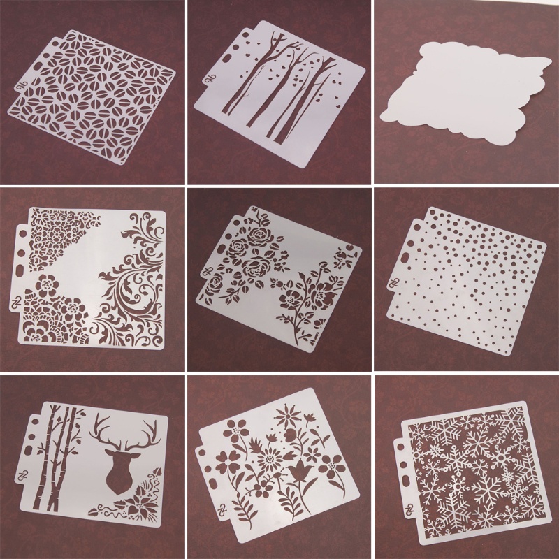 Khuôn dùng súng phun sơn xịt tạo họa tiết nghệ thuật nhiều kiểu dáng khác nhau trang trí album DIY