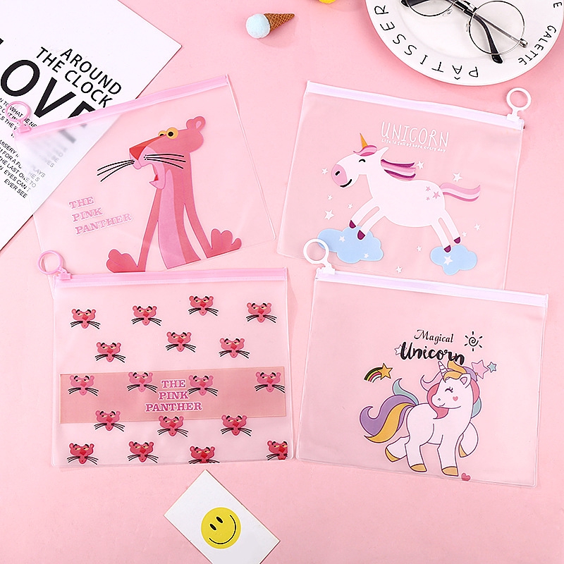 Túi đựng hồ sơ trong suốt họa tiết kỳ lân dễ thương sáng tạo