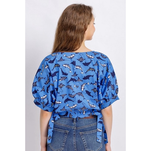 Áo kiểu nữ eo thắt nơ họa tiết biển cả , trang nhã, hiện đại Freelancer - FWBL20S019-L3