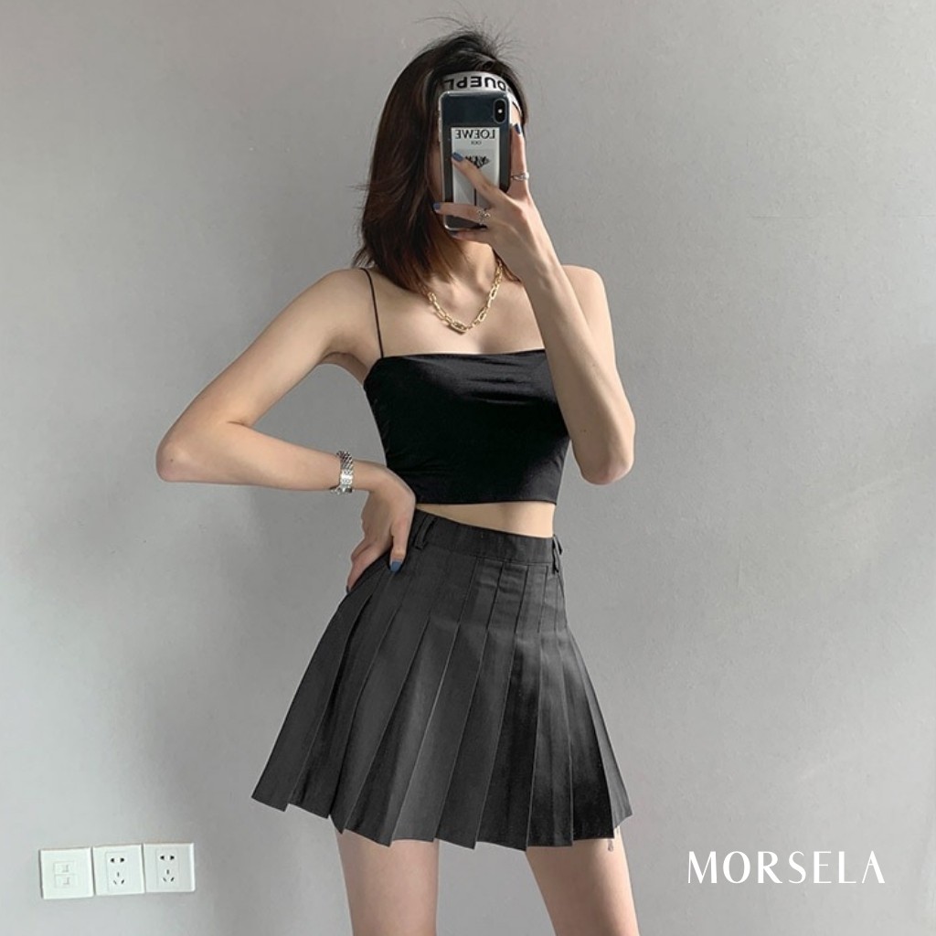 Áo Hai Dây Dáng Áo Croptop Hai Màu Trắng Màu Đen Chất Áo Borip Áo Dây Bún Freesize 53kg Quay Đầu - MORSELA