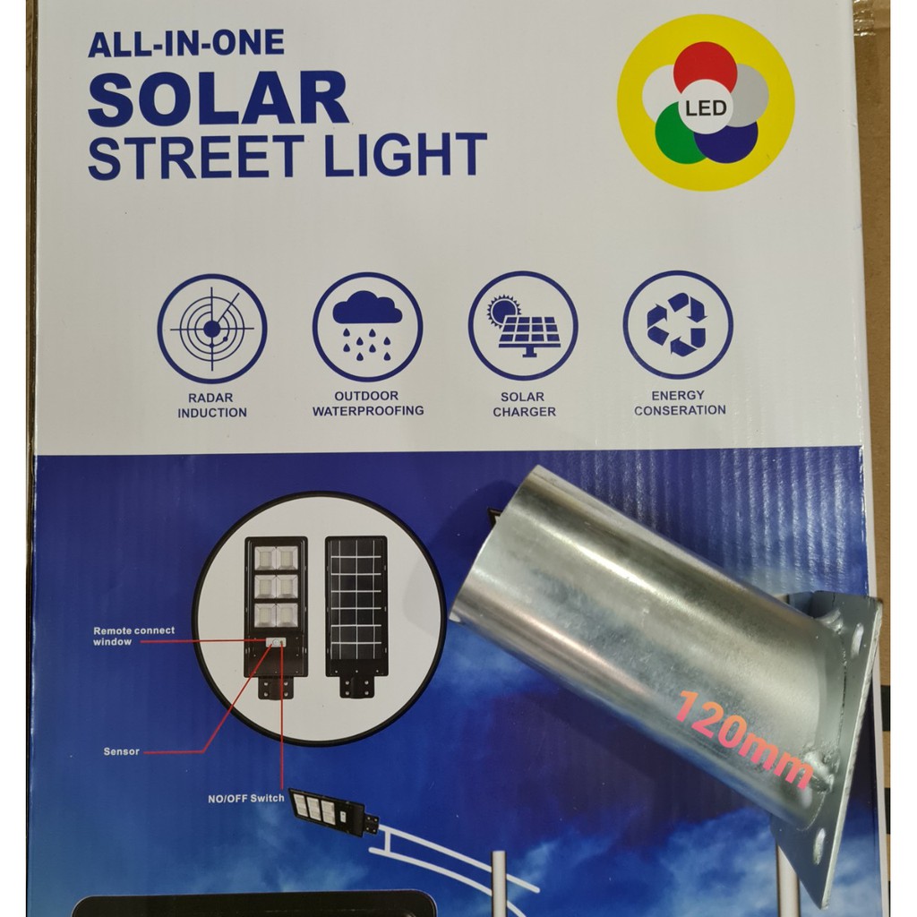 Có REMOTE + Tặng cần - Đèn năng lượng mặt trời liền thể công suất 120w  - Bảo hành 12 tháng