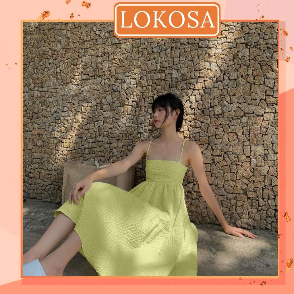 Đầm Dự Tiệc LOKOSA Váy Babydoll Dáng Dài 2 Dây Thiết Kế Hở Lưng Phong Cách Hàn Quốc Công Chúa Đi Dự Tiệc Đi Chơi VD078 | BigBuy360 - bigbuy360.vn