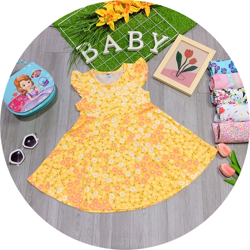 Váy bé gái combo 3cái cotton xuất mềm mát cho bé 12-25kg